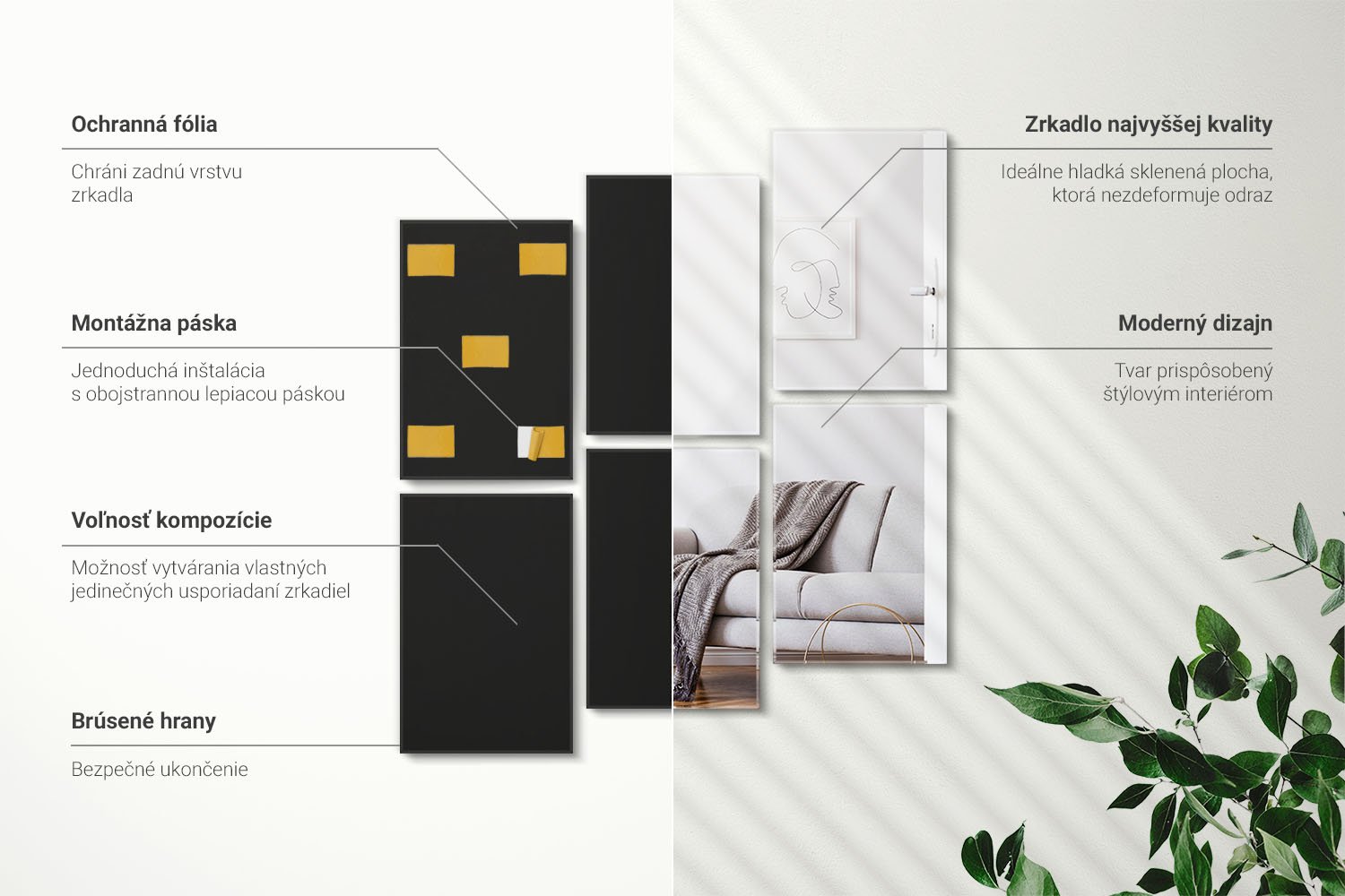 Infografika - sada obdĺžnikových zrkadiel