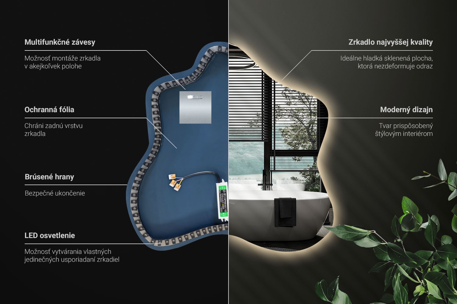 Technick&aacute; inform&aacute;cia o LED zrkadle Kleks